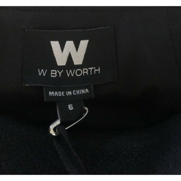 W by Worth Women’s Size 6 Black Pleat Lined Skirt Herringbone Border - Picture 7 of 8